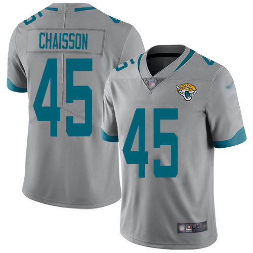 Men Nike Jacksonville Jaguars 45 KLavon Chaisson Silver Stitched NFL Limited Inverted Legend Jersey